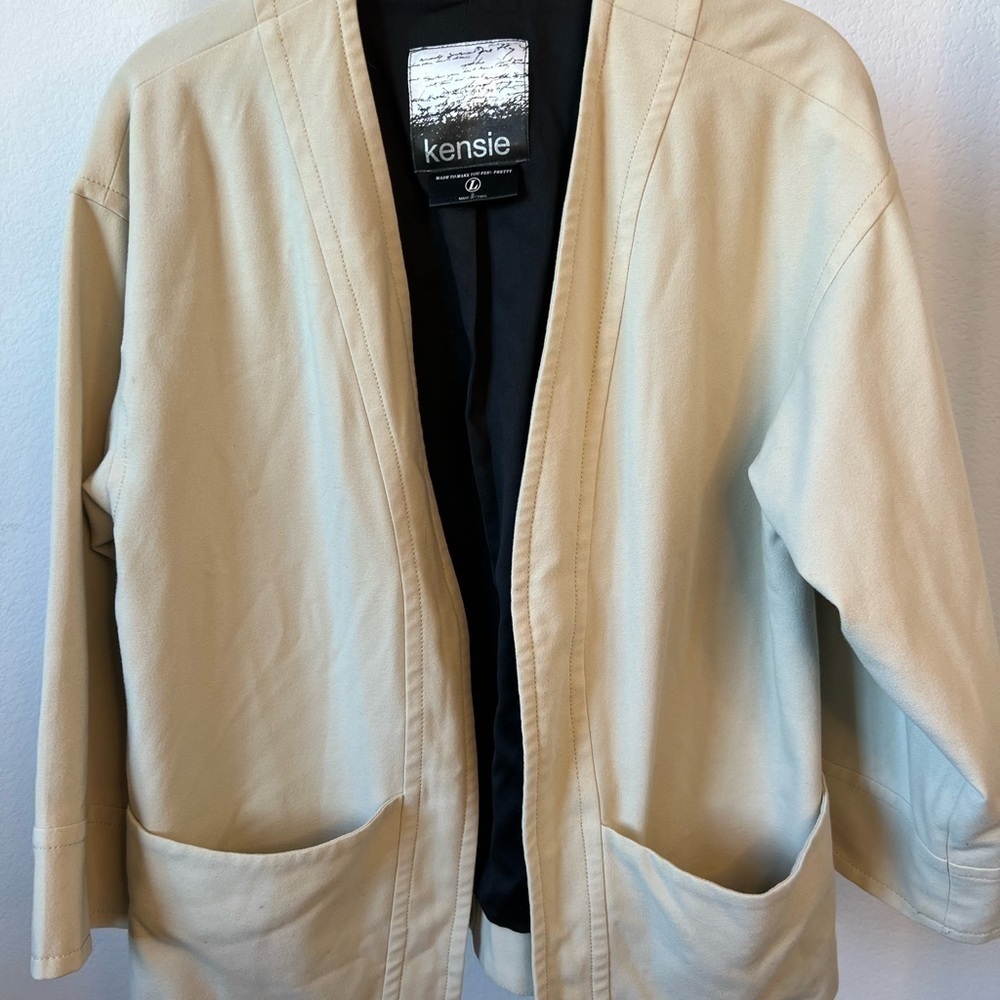 kensie Women’s Cream Jacket Size Large - Picture 2 of 9